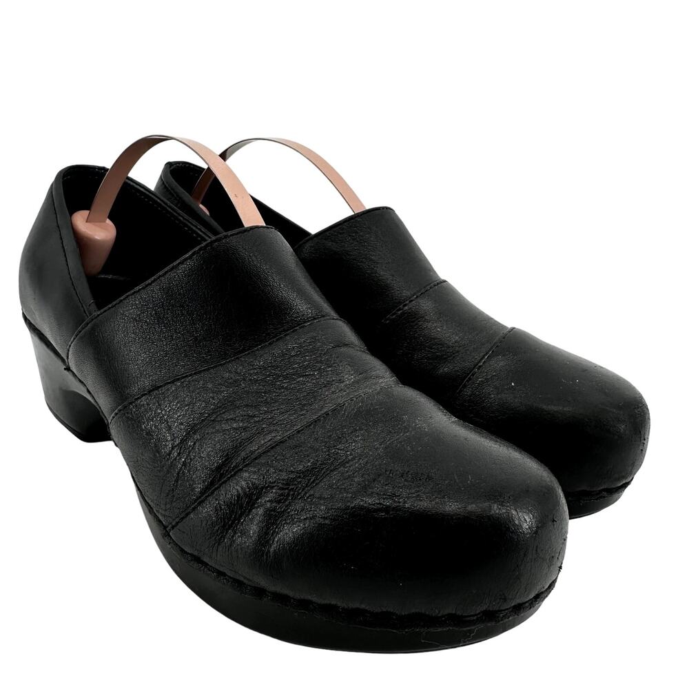 Dansko Jessica Slip On Classic Clog Heeled Round Toe Leather Black EU 36 US 6
